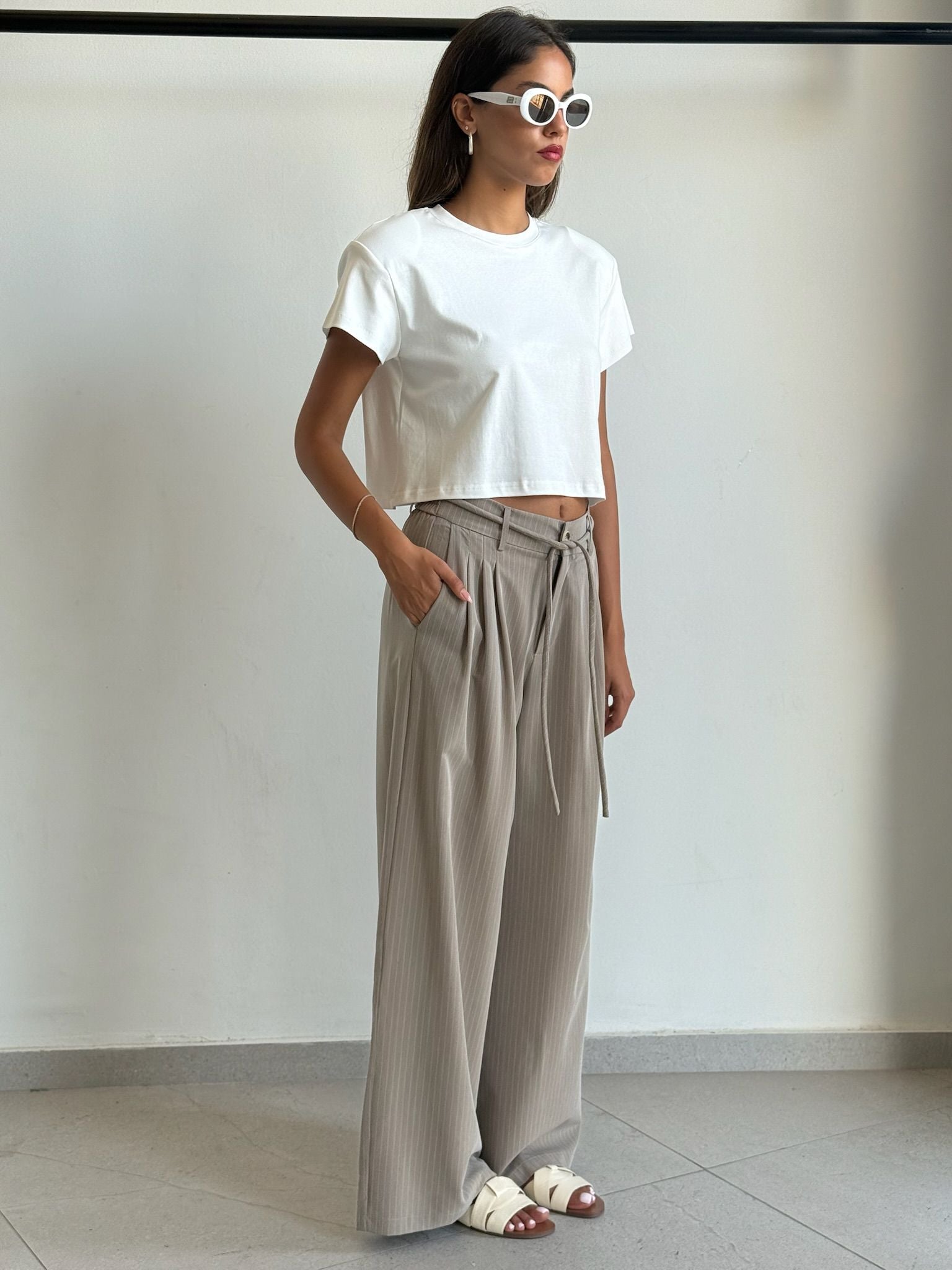 מכנס שלבי חום פסים