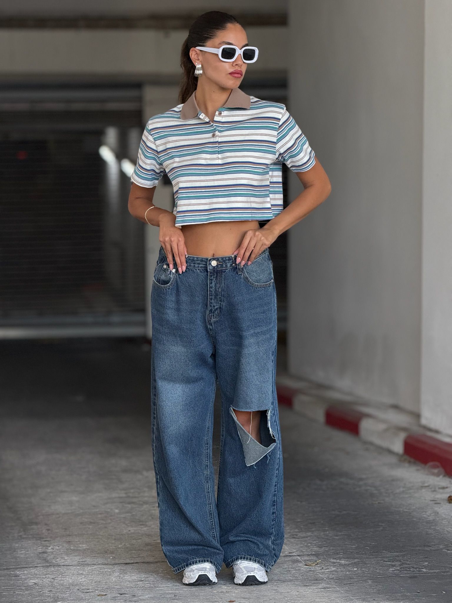 חולצת דניאל קרופ תכלת