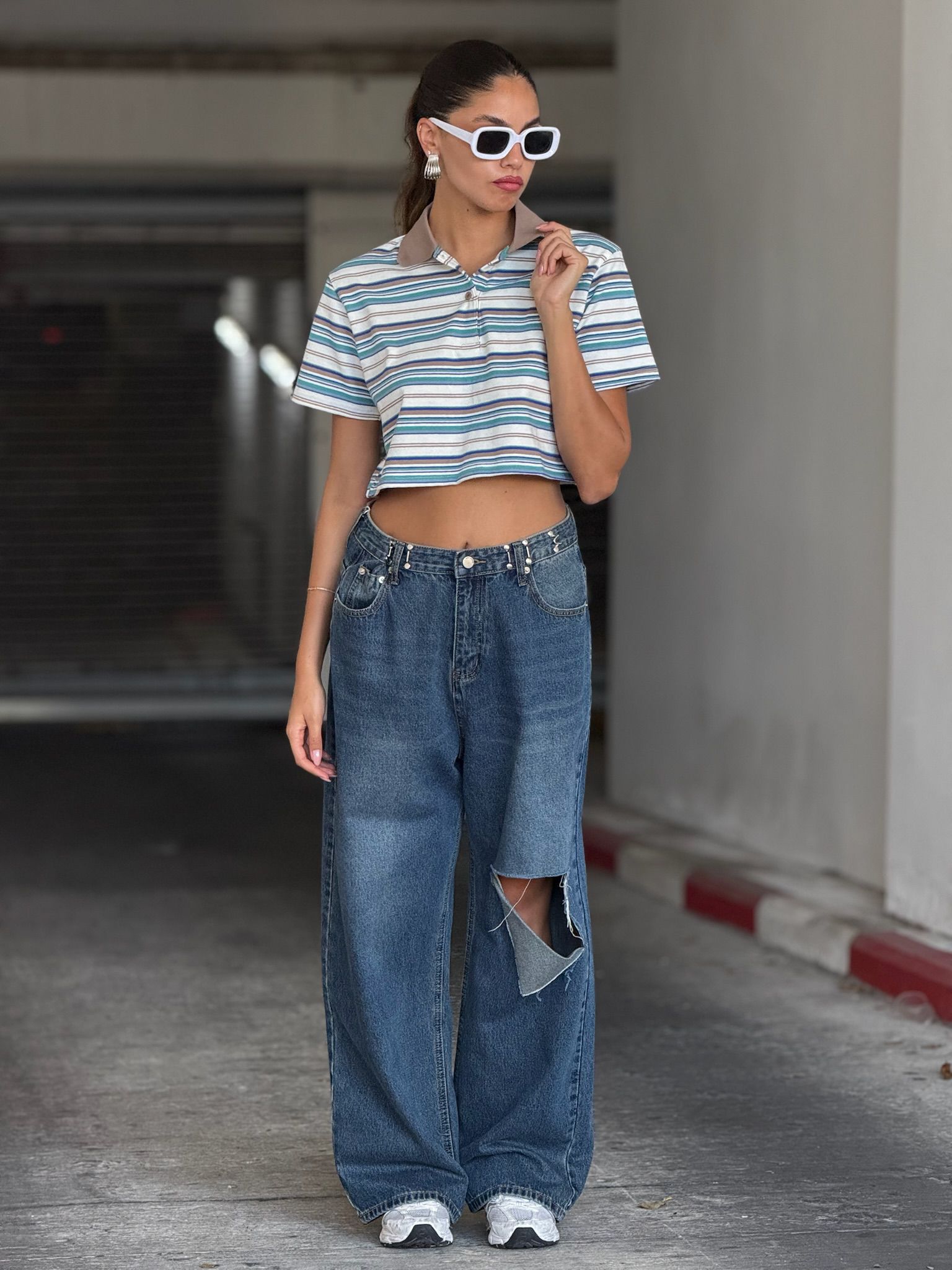 חולצת דניאל קרופ תכלת