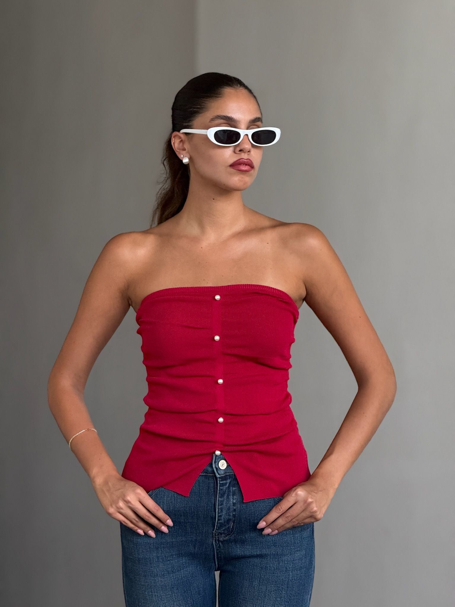 סטרפלס רוי פנינים אדום