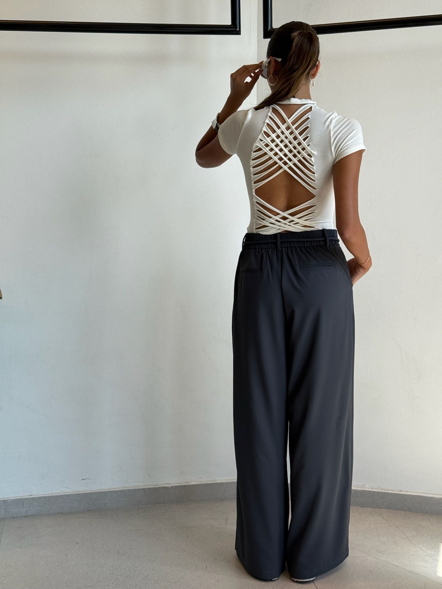 מכנס שלבי אפור פסים