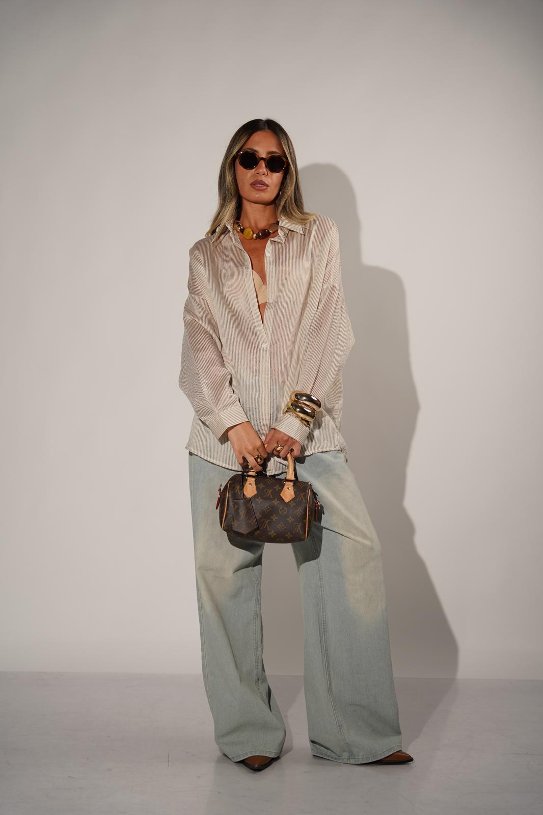 חולצת נטע קרם פסים