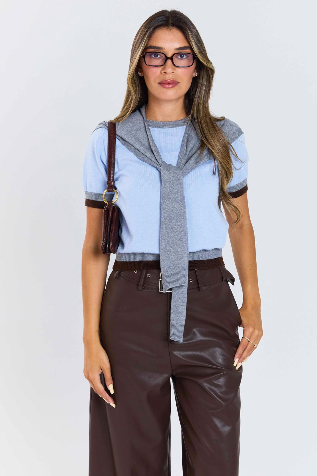 מכנס צוף דמוי עור