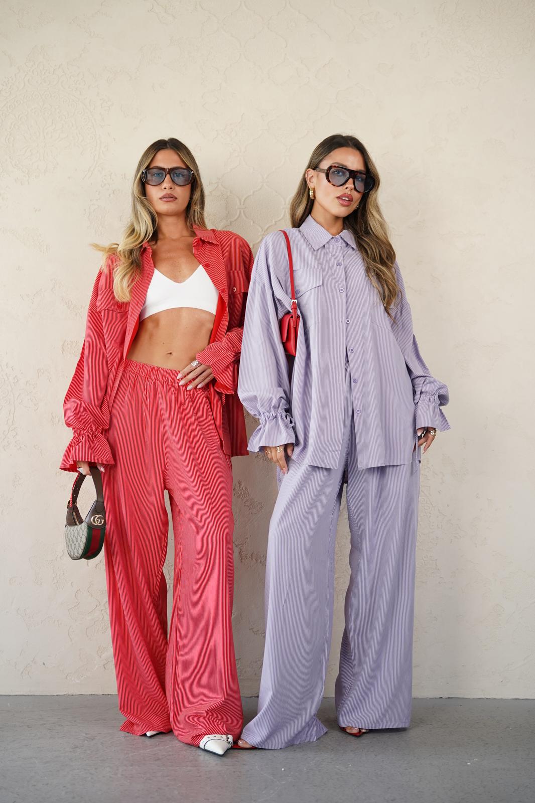 חליפת שיה סגול פסים