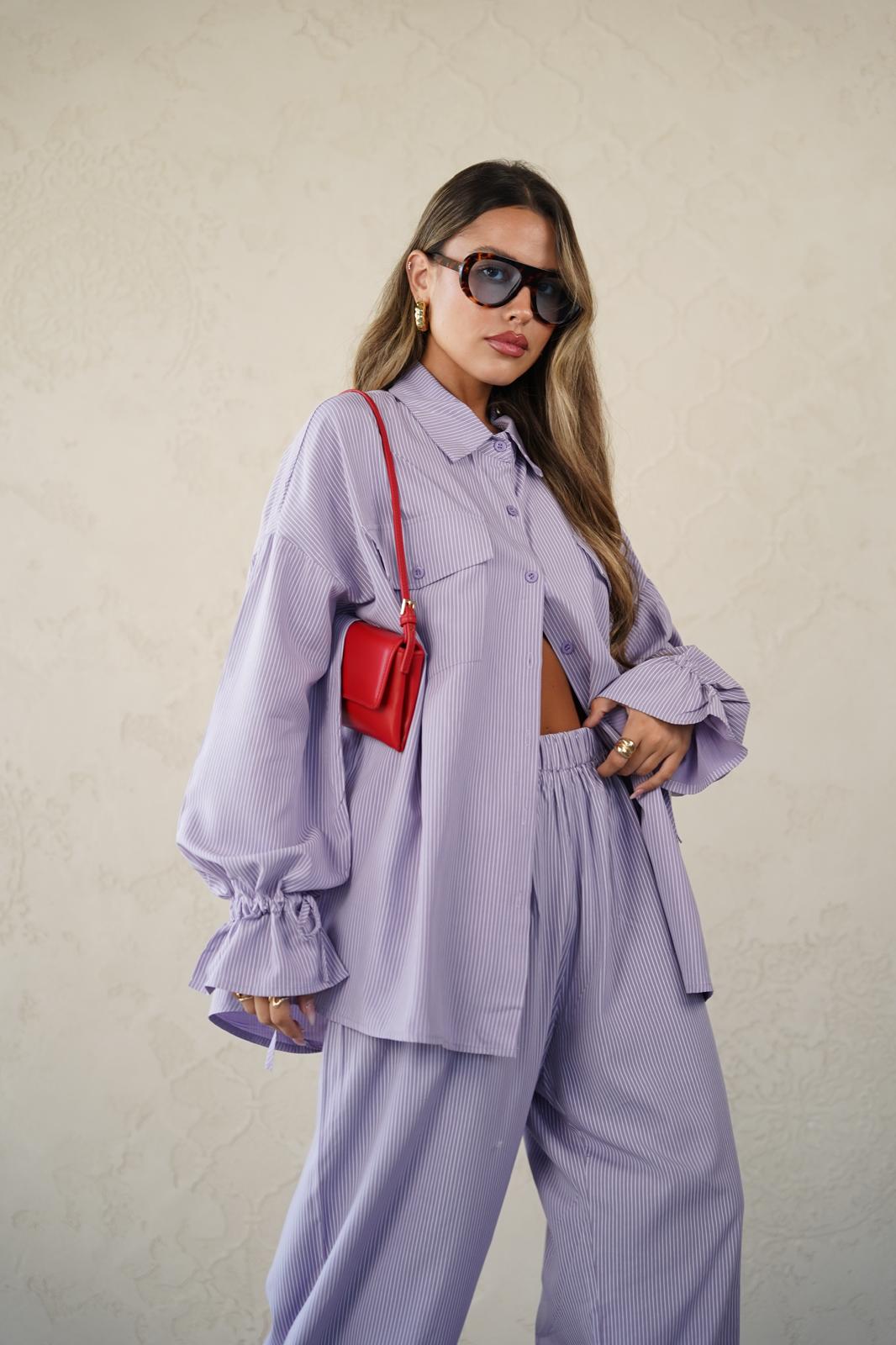 חליפת שיה סגול פסים