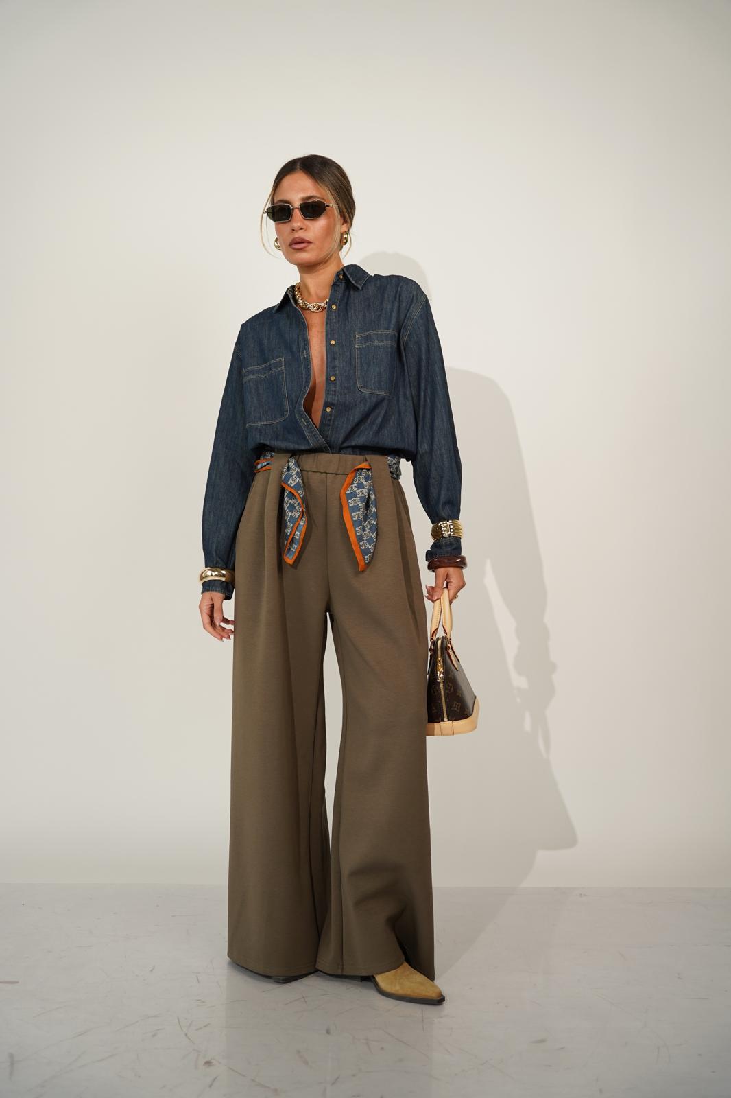 מכנס מיילו ירוק אפור