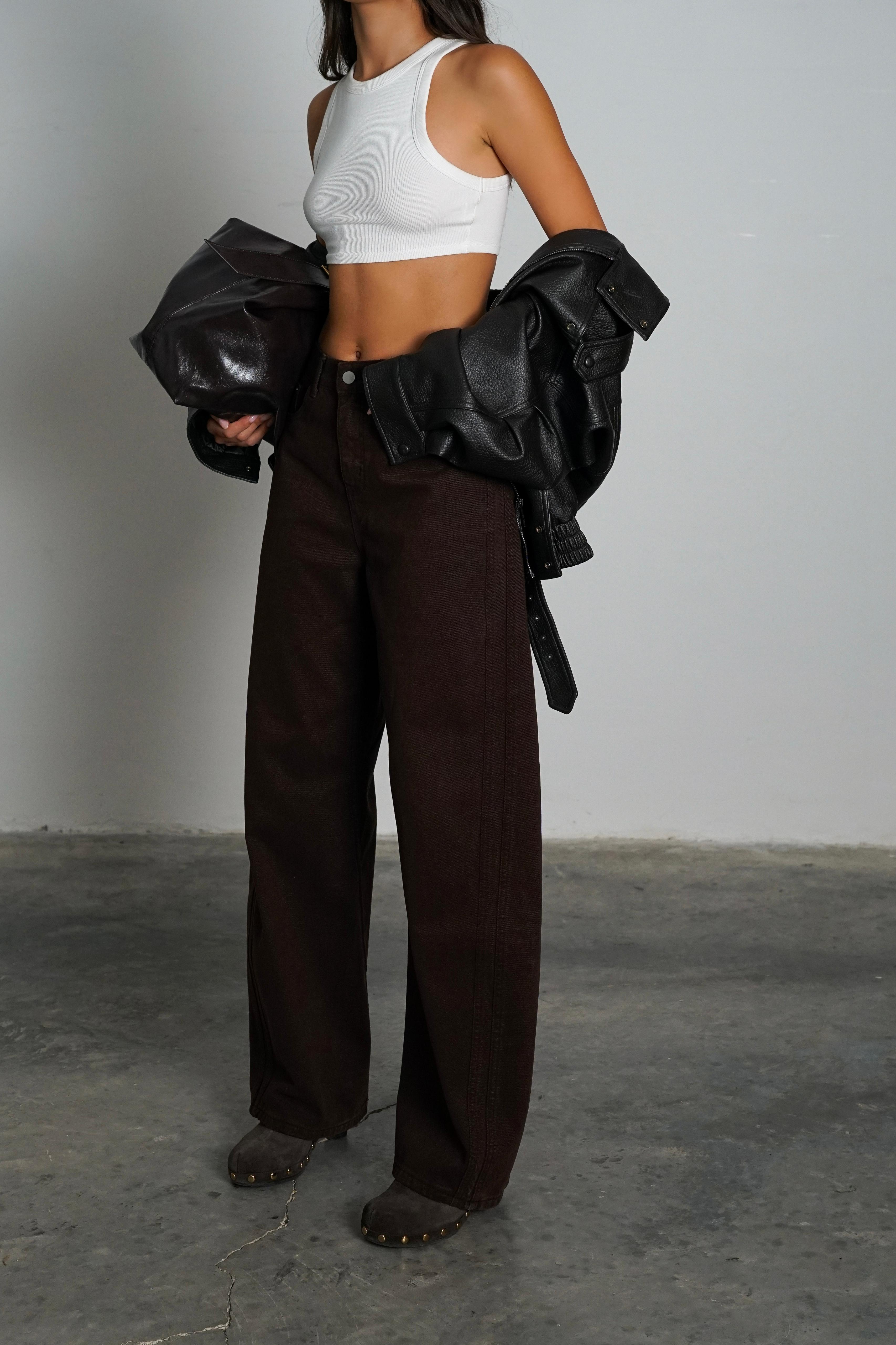 מכנס ג'ינס דריל חום שוקולד