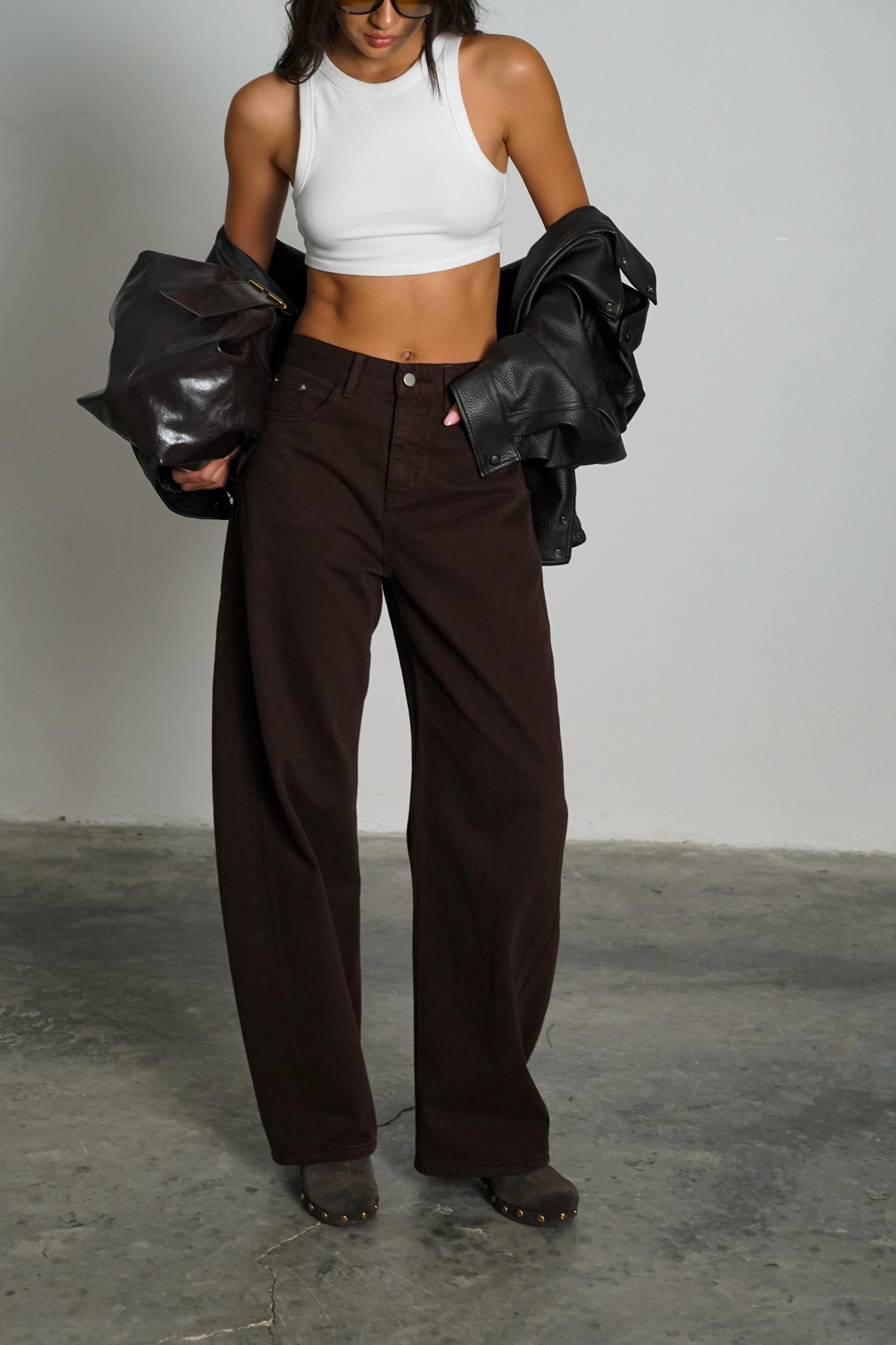 מכנס ג'ינס דריל חום שוקולד