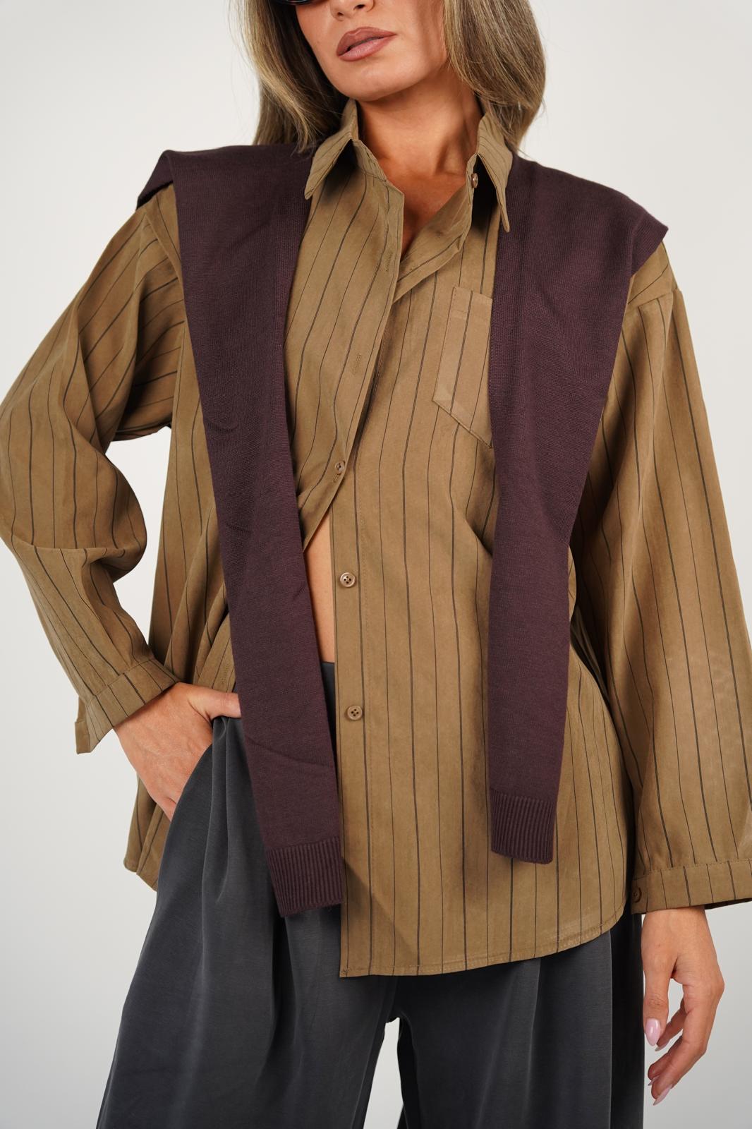 חולצת ונסה חום פסים