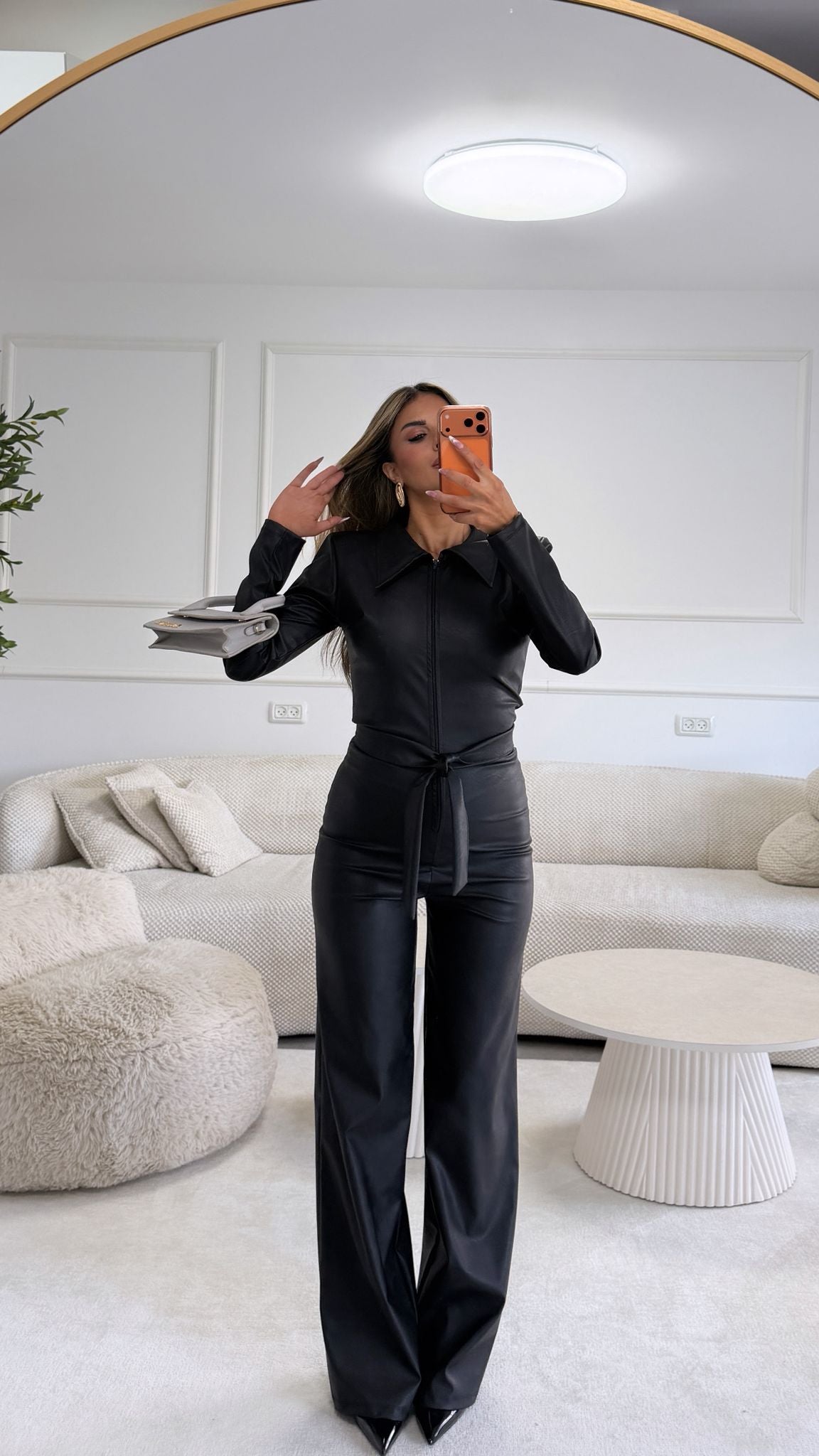 אוברול דמוי עור שחור