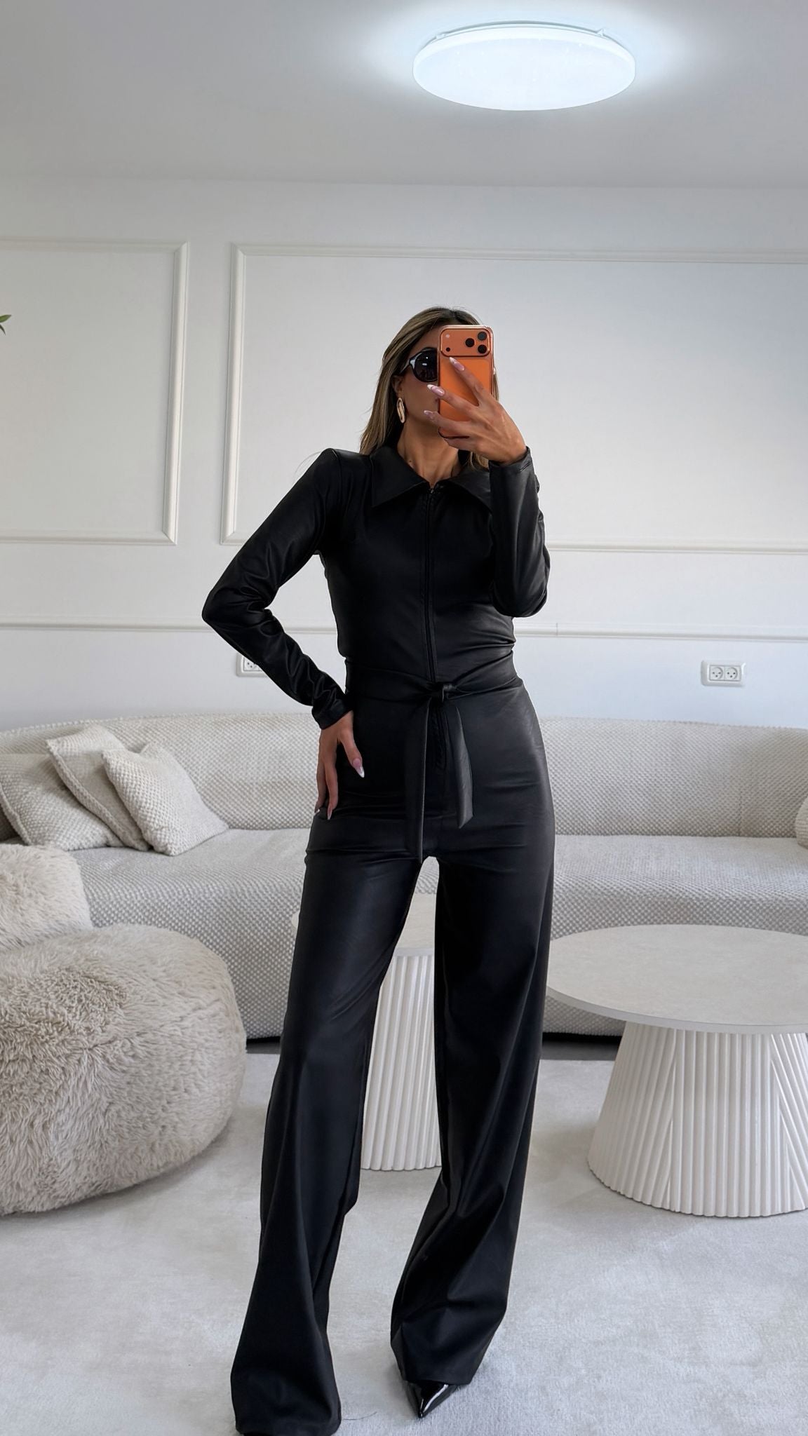 אוברול דמוי עור שחור