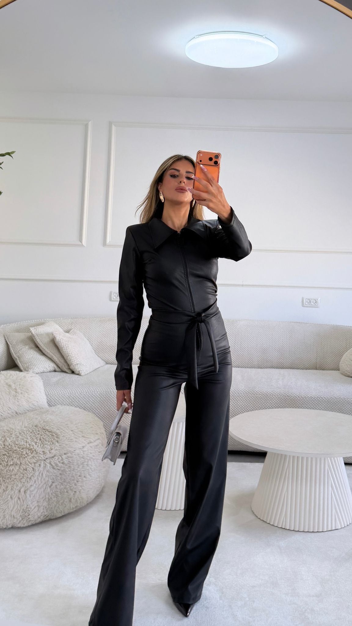 אוברול דמוי עור שחור