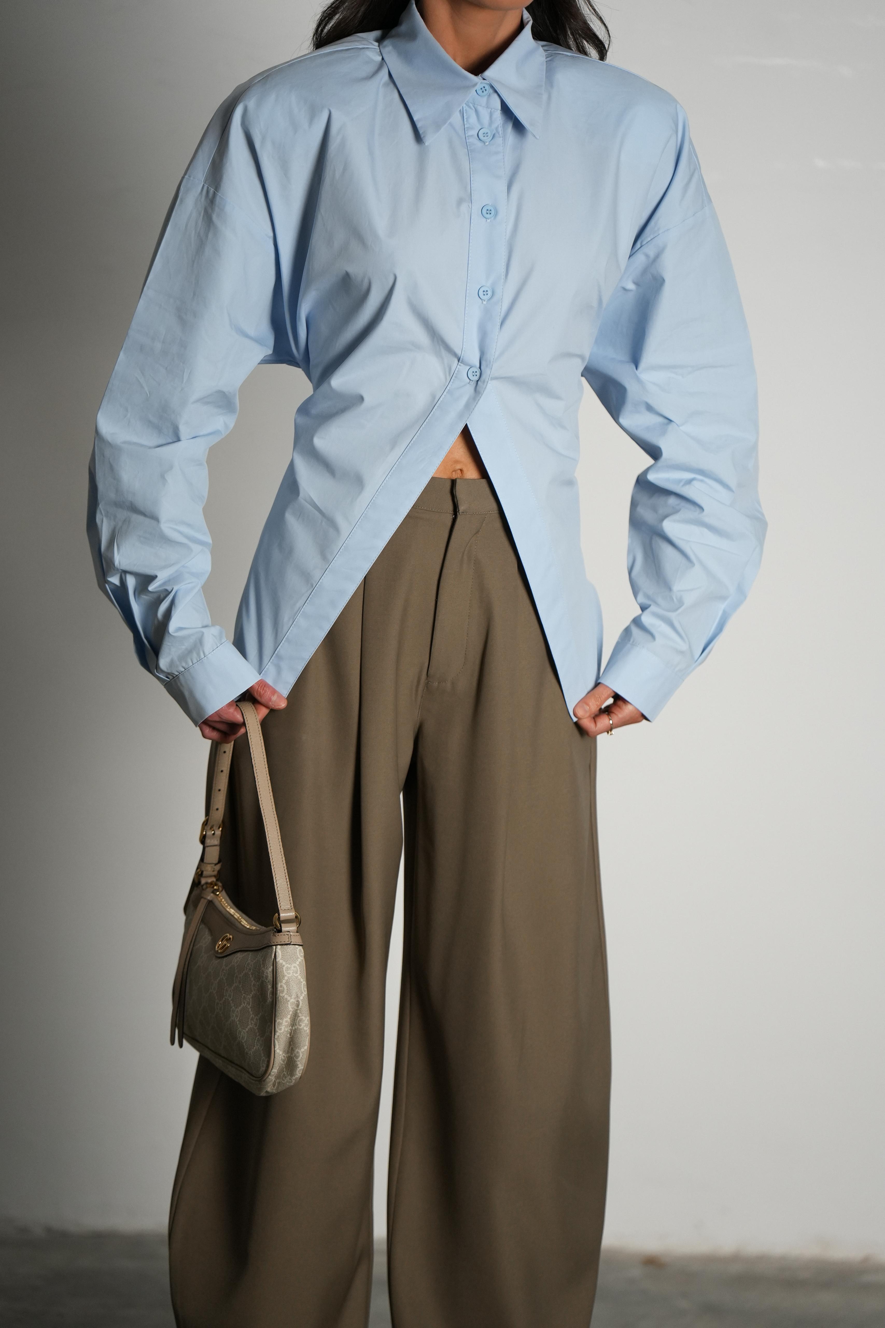 חולצת סילברה משבצות תכלת